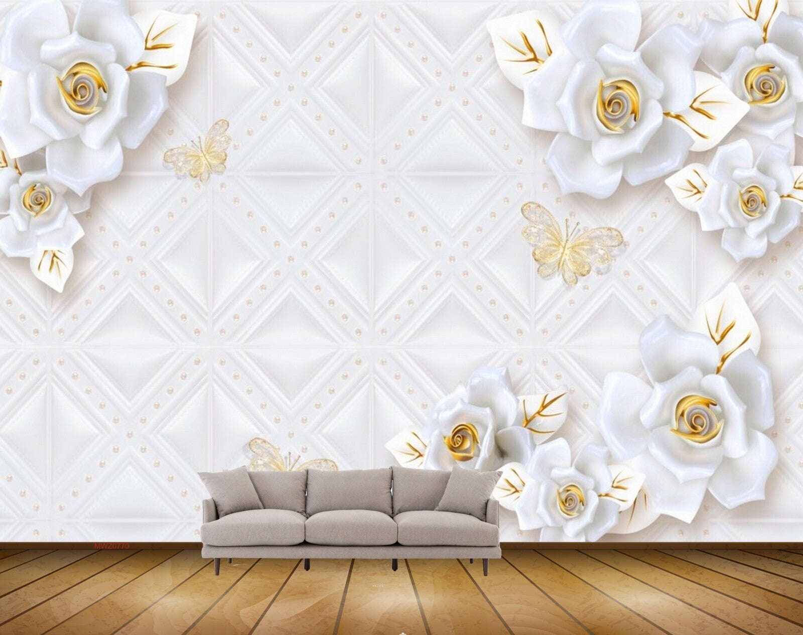 Avikalp MWZ0770 Butterflies White Flowers 3D HD Wallpaper Avikalp MWZ0770 Butterflies White Flowers 3D HD Wallpaper