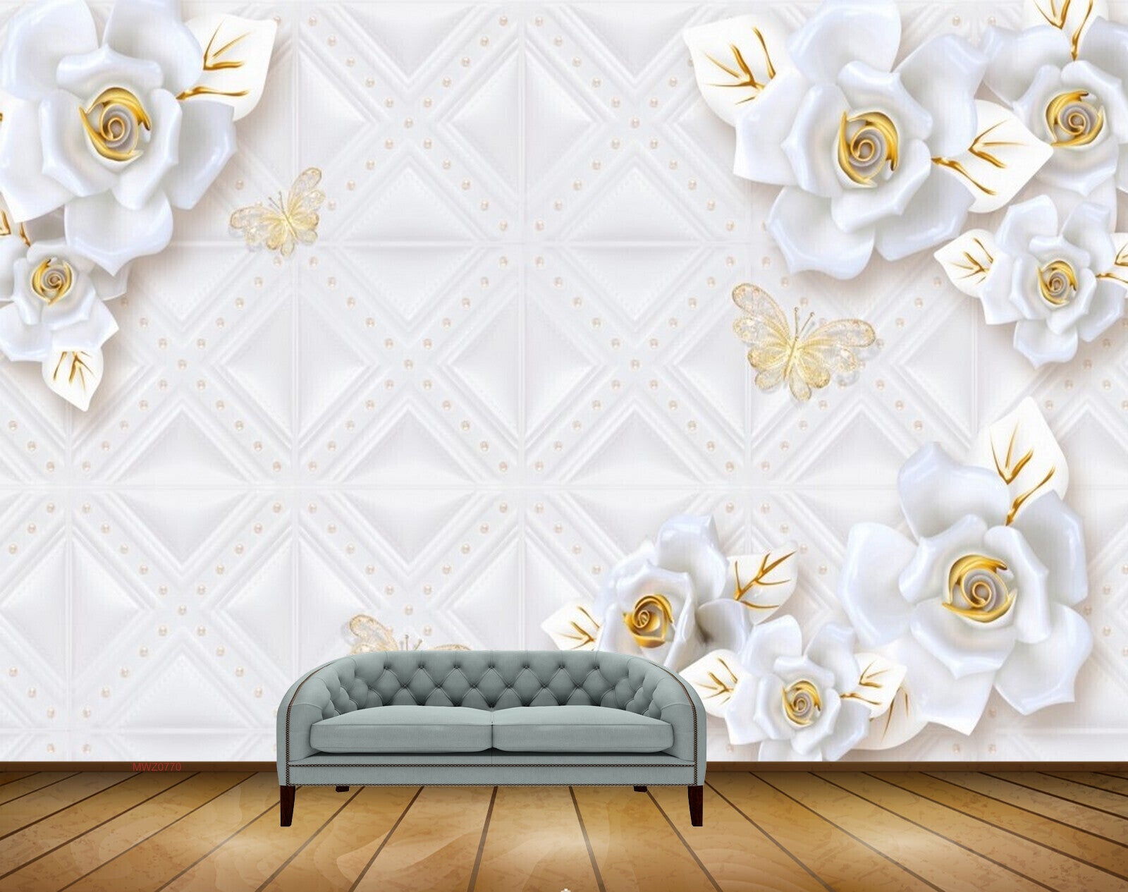 Avikalp MWZ0770 Butterflies White Flowers 3D HD Wallpaper Avikalp MWZ0770 Butterflies White Flowers 3D HD Wallpaper