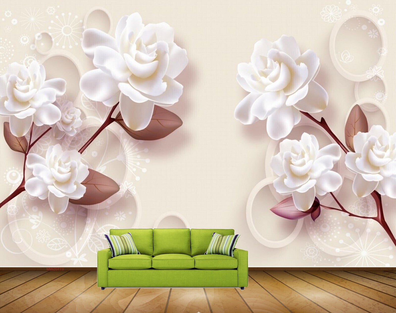 Avikalp MWZ0773 White Flowers Leaves 3D HD Wallpaper Avikalp MWZ0773 White Flowers Leaves 3D HD Wallpaper