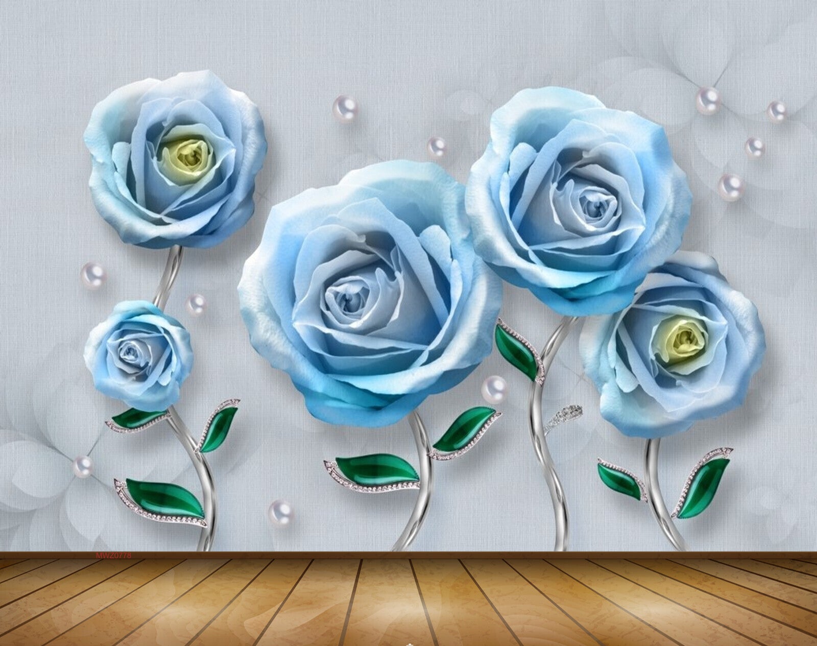 Avikalp MWZ0778 Blue Flowers Leaves 3D HD Wallpaper Avikalp MWZ0778 Blue Flowers Leaves 3D HD Wallpaper