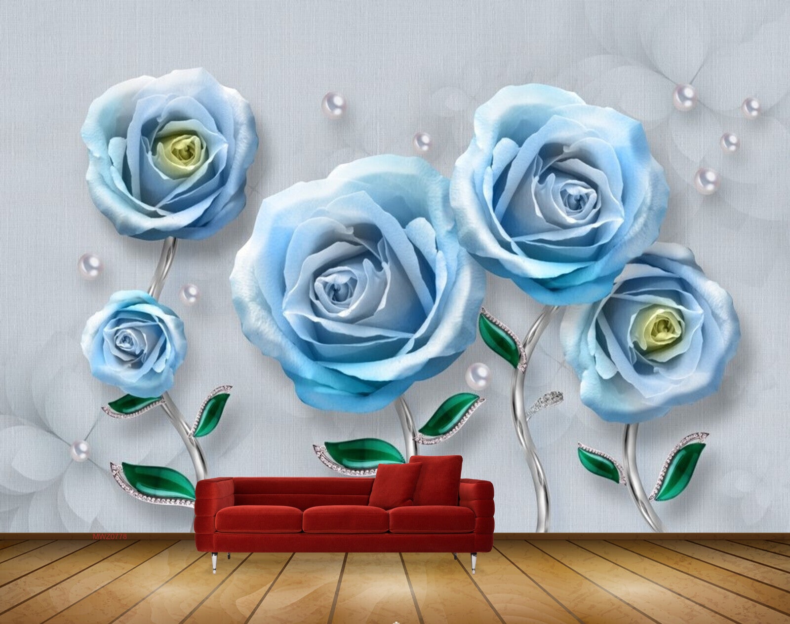 Avikalp MWZ0778 Blue Flowers Leaves 3D HD Wallpaper Avikalp MWZ0778 Blue Flowers Leaves 3D HD Wallpaper