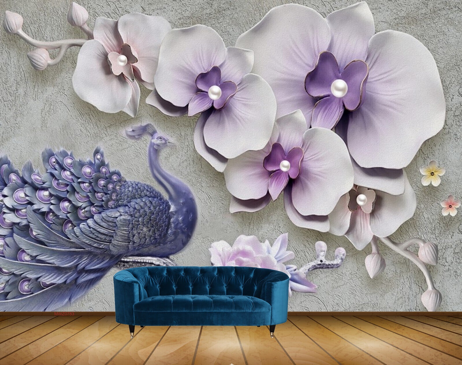 Avikalp MWZ0783 Peacock White Flowers 3D HD Wallpaper Avikalp MWZ0783 Peacock White Flowers 3D HD Wallpaper