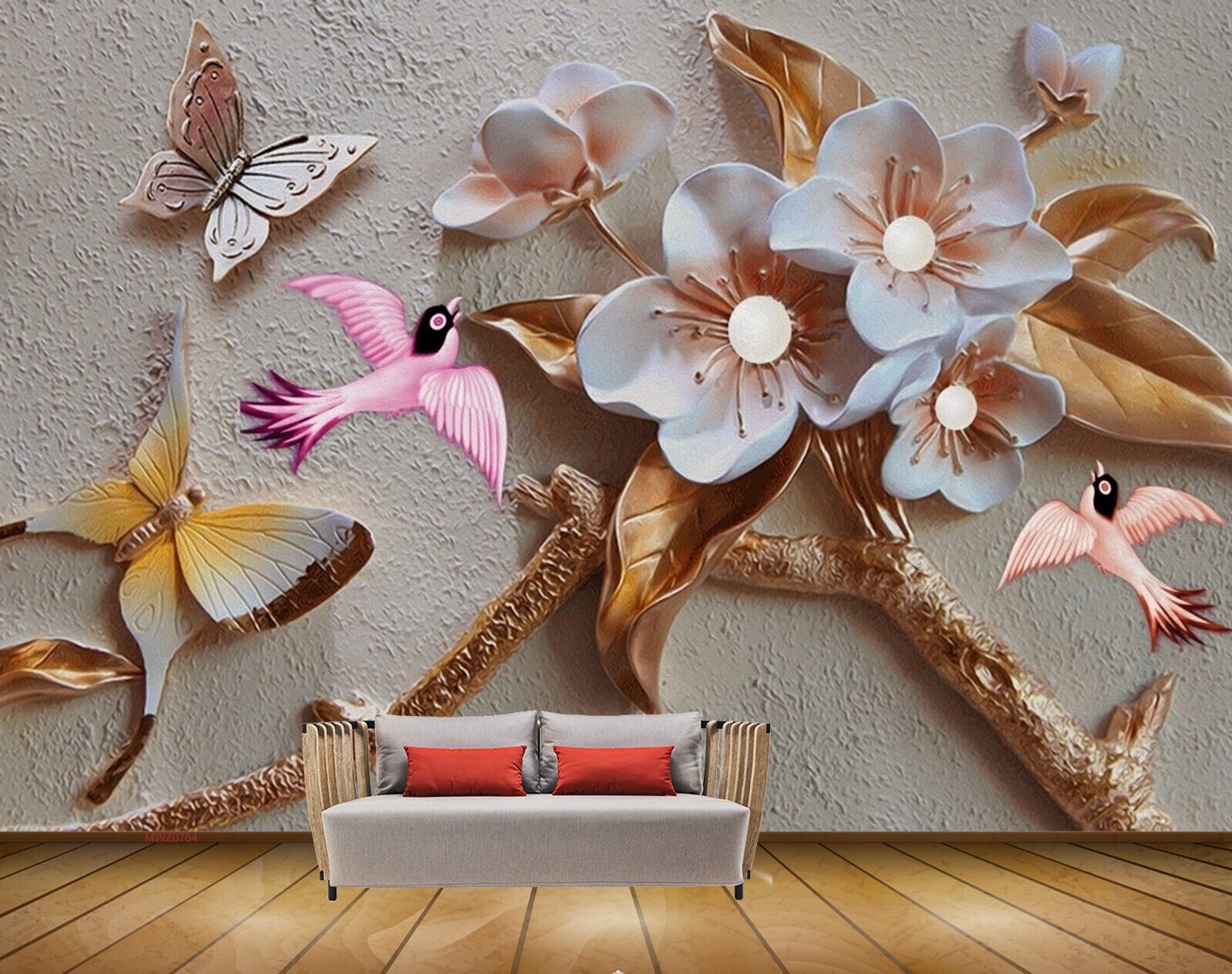 Avikalp MWZ0784 White Flowers Birds HD Wallpaper Avikalp MWZ0784 White Flowers Birds HD Wallpaper