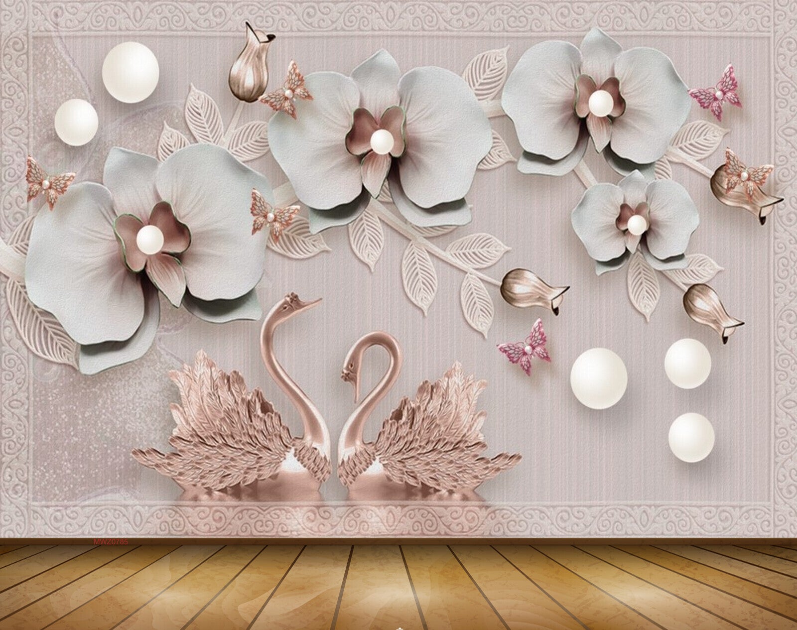 Avikalp MWZ0785 White Flowers Cranes 3D HD Wallpaper Avikalp MWZ0785 White Flowers Cranes 3D HD Wallpaper