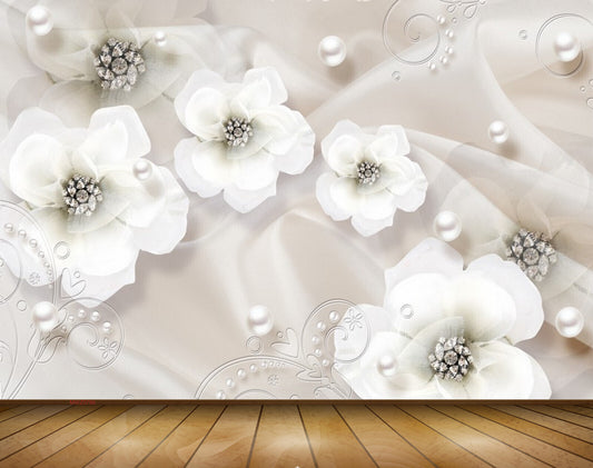 Avikalp MWZ0786 White Flowers 3D HD Wallpaper