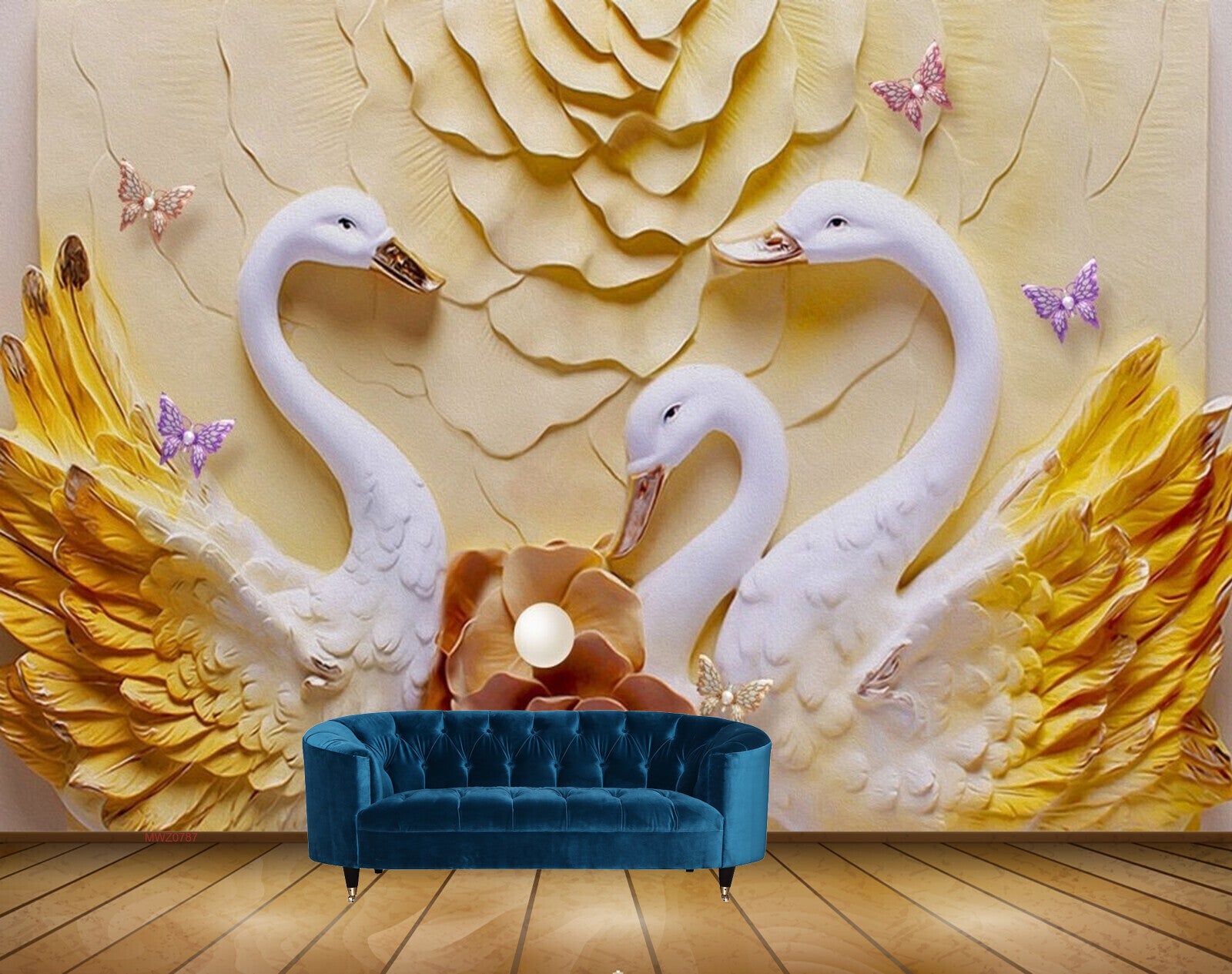 Avikalp MWZ0787 White Yellow Cranes Flowers 3D HD Wallpaper Avikalp MWZ0787 White Yellow Cranes Flowers 3D HD Wallpaper