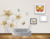 Avikalp MWZ0790 White Flowers Butterfies 3D HD Wallpaper Avikalp MWZ0790 White Flowers Butterfies 3D HD Wallpaper