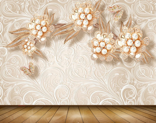 Avikalp MWZ0792 White Flowers Leaves 3D HD Wallpaper