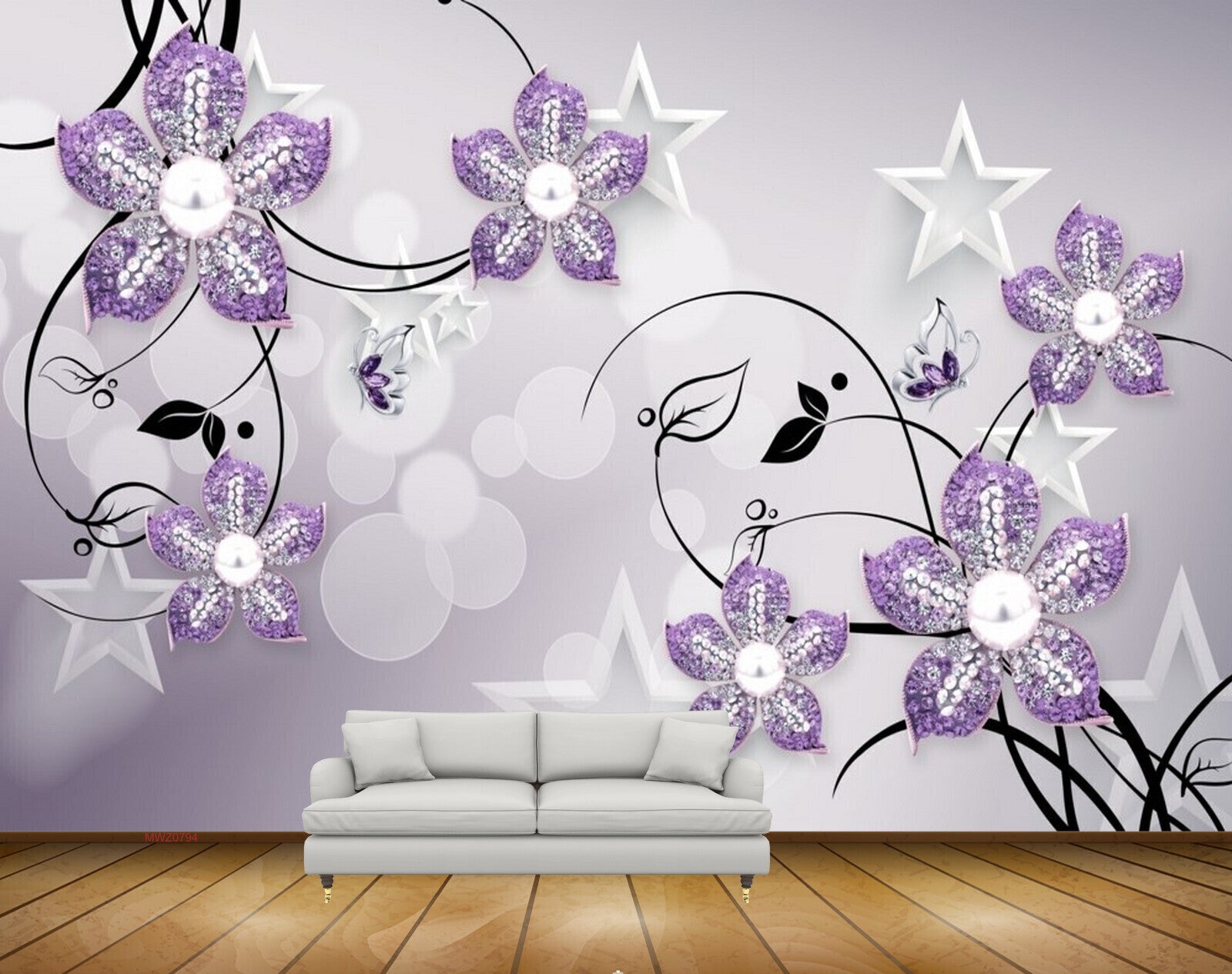 Avikalp MWZ0794 Violet Flowers Butterflies 3D HD Wallpaper Avikalp MWZ0794 Violet Flowers Butterflies 3D HD Wallpaper