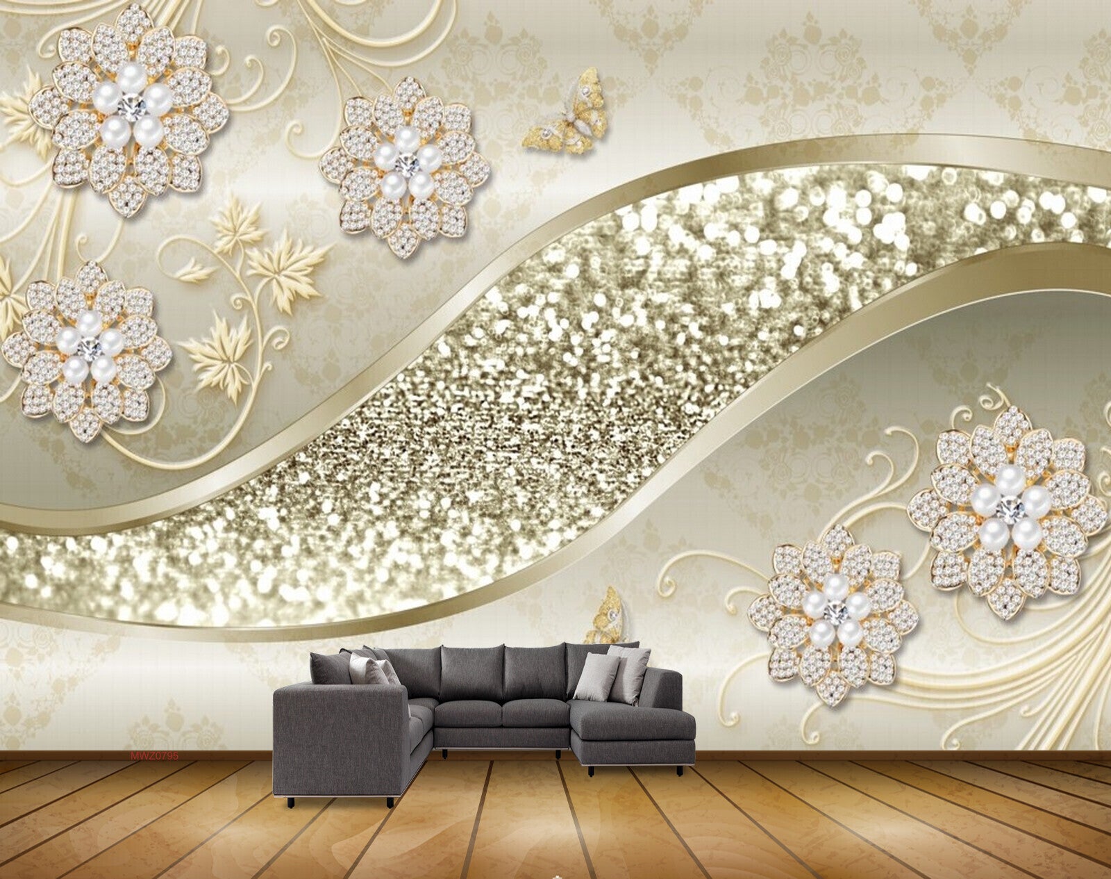 Avikalp MWZ0795 White Flowers Butterflies Leaves 3D HD Wallpaper Avikalp MWZ0795 White Flowers Butterflies Leaves 3D HD Wallpaper