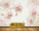Avikalp MWZ0798 Pink Rose Flowers Butterflies 3D HD Wallpaper Avikalp MWZ0798 Pink Rose Flowers Butterflies 3D HD Wallpaper