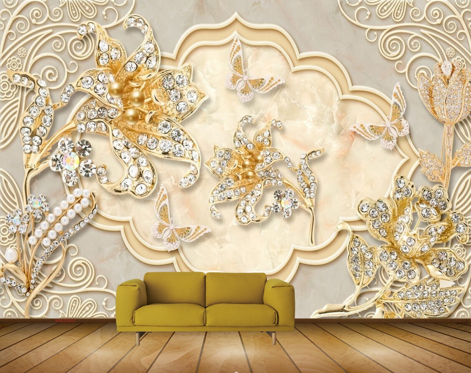 Avikalp MWZ0801 White Yellow Flowers Butterflies HD Wallpaper Avikalp MWZ0801 White Yellow Flowers Butterflies HD Wallpaper