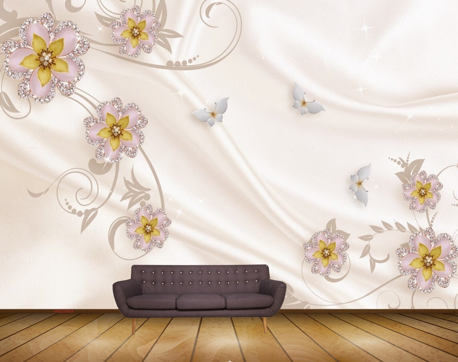 Avikalp MWZ0804 Pink Yellow Flowers Butterflies 3D HD Wallpaper Avikalp MWZ0804 Pink Yellow Flowers Butterflies 3D HD Wallpaper