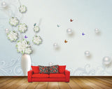 Avikalp MWZ0805 White Flowers Butterflies 3D HD Wallpaper Avikalp MWZ0805 White Flowers Butterflies 3D HD Wallpaper