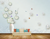 Avikalp MWZ0805 White Flowers Butterflies 3D HD Wallpaper Avikalp MWZ0805 White Flowers Butterflies 3D HD Wallpaper