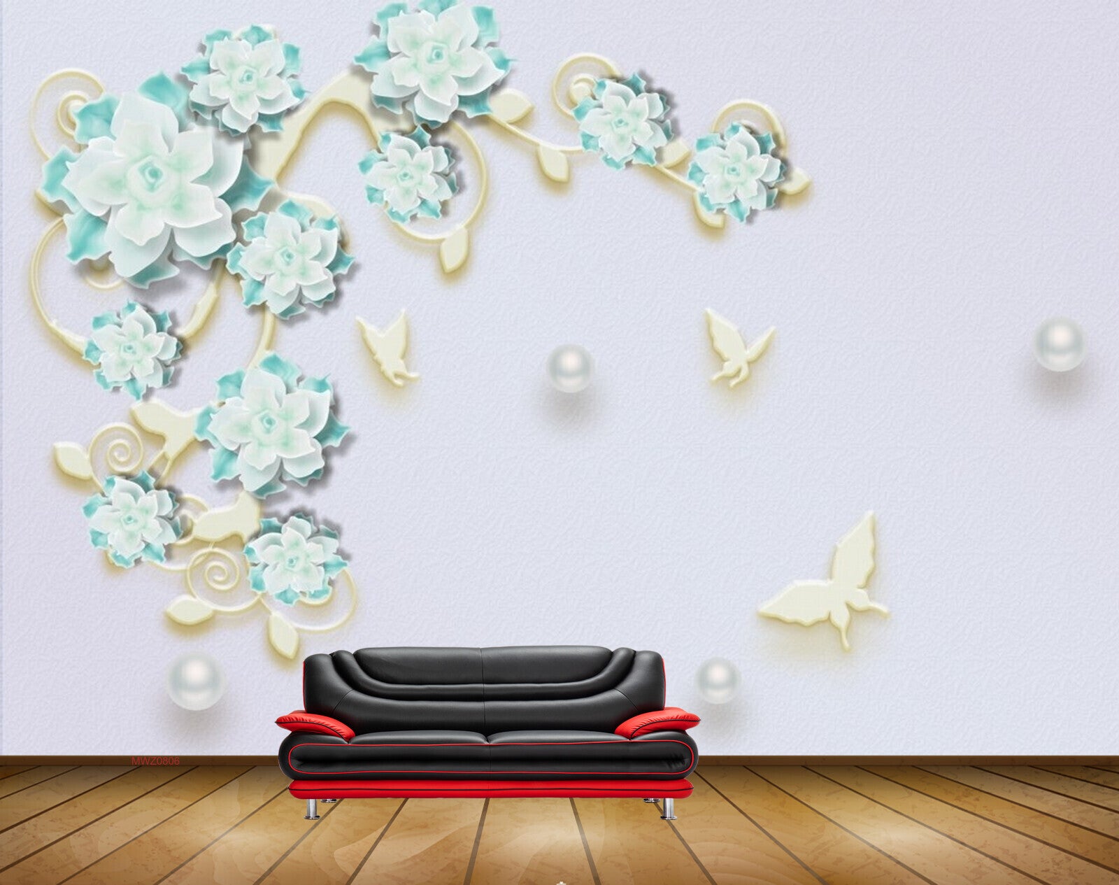 Avikalp MWZ0806 White Green Flowers Butterflies 3D HD Wallpaper Avikalp MWZ0806 White Green Flowers Butterflies 3D HD Wallpaper