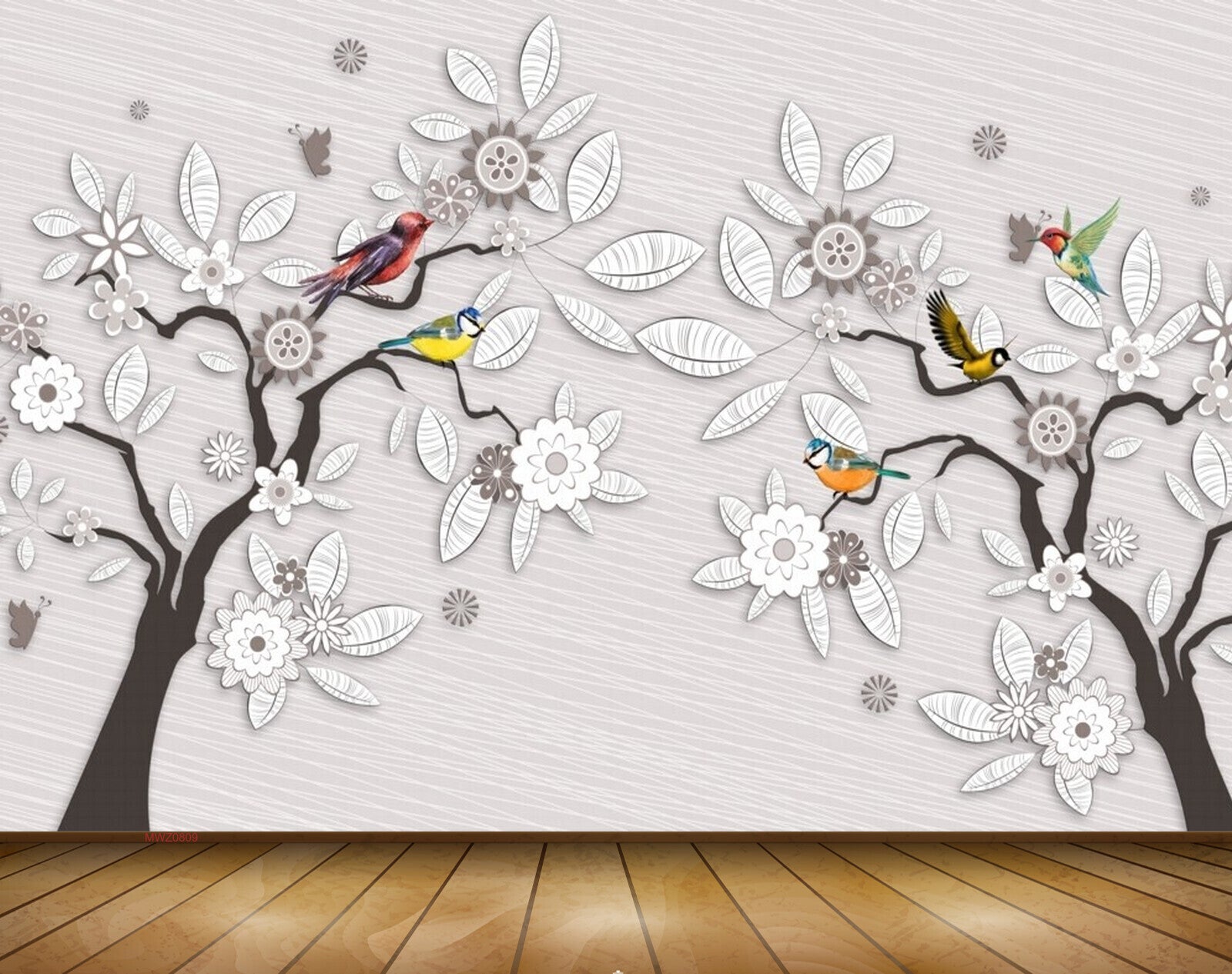 Avikalp MWZ0809 White Black Flowers Trees Flowers Birds 3D HD Wallpaper Avikalp MWZ0809 White Black Flowers Trees Flowers Birds 3D HD Wallpaper