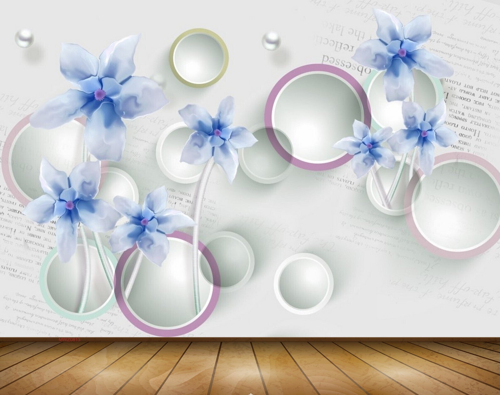 Avikalp MWZ0813 Blue White Flowers 3D HD Wallpaper Avikalp MWZ0813 Blue White Flowers 3D HD Wallpaper