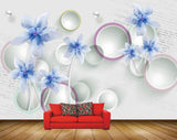Avikalp MWZ0813 Blue White Flowers 3D HD Wallpaper Avikalp MWZ0813 Blue White Flowers 3D HD Wallpaper