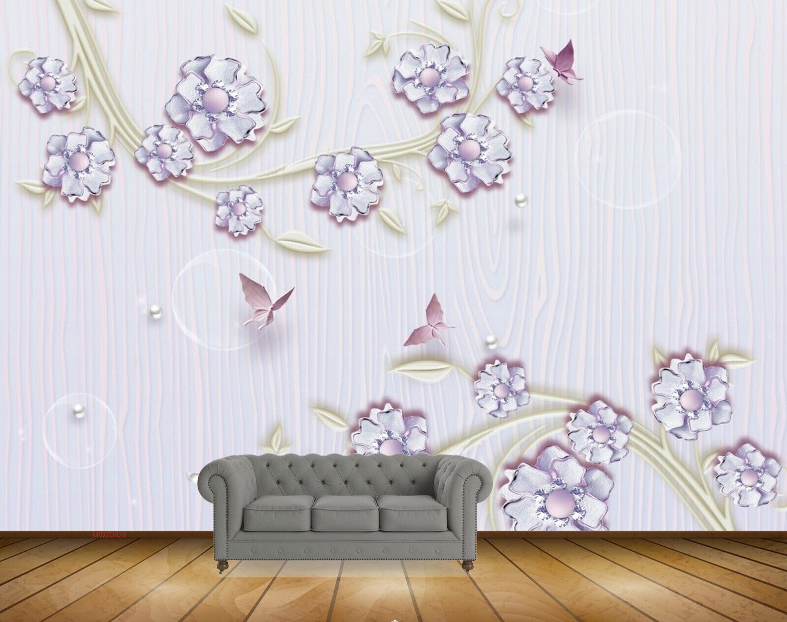 Avikalp MWZ0820 Purple Flowers Butterflies Leaves 3D HD Wallpaper Avikalp MWZ0820 Purple Flowers Butterflies Leaves 3D HD Wallpaper