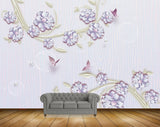 Avikalp MWZ0820 Purple Flowers Butterflies Leaves 3D HD Wallpaper Avikalp MWZ0820 Purple Flowers Butterflies Leaves 3D HD Wallpaper