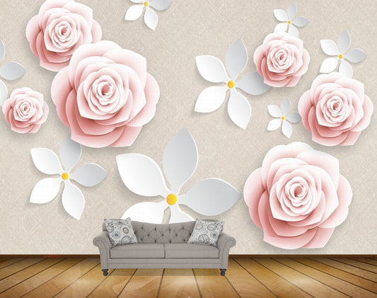 Avikalp MWZ0821 Pink White Flowers HD Wallpaper