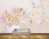 Avikalp MWZ0830 Pink Orange Flowers Leaves 3D HD Wallpaper Avikalp MWZ0830 Pink Orange Flowers Leaves 3D HD Wallpaper