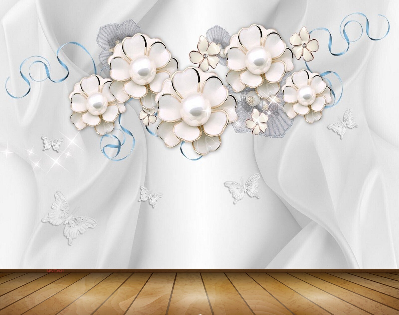 Avikalp MWZ0831 White Flowers Butterflies 3D HD Wallpaper Avikalp MWZ0831 White Flowers Butterflies 3D HD Wallpaper