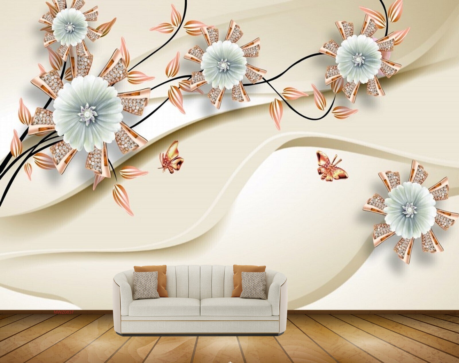 Avikalp MWZ0837 White Flowers Butterflies Leaves HD Wallpaper Avikalp MWZ0837 White Flowers Butterflies Leaves HD Wallpaper