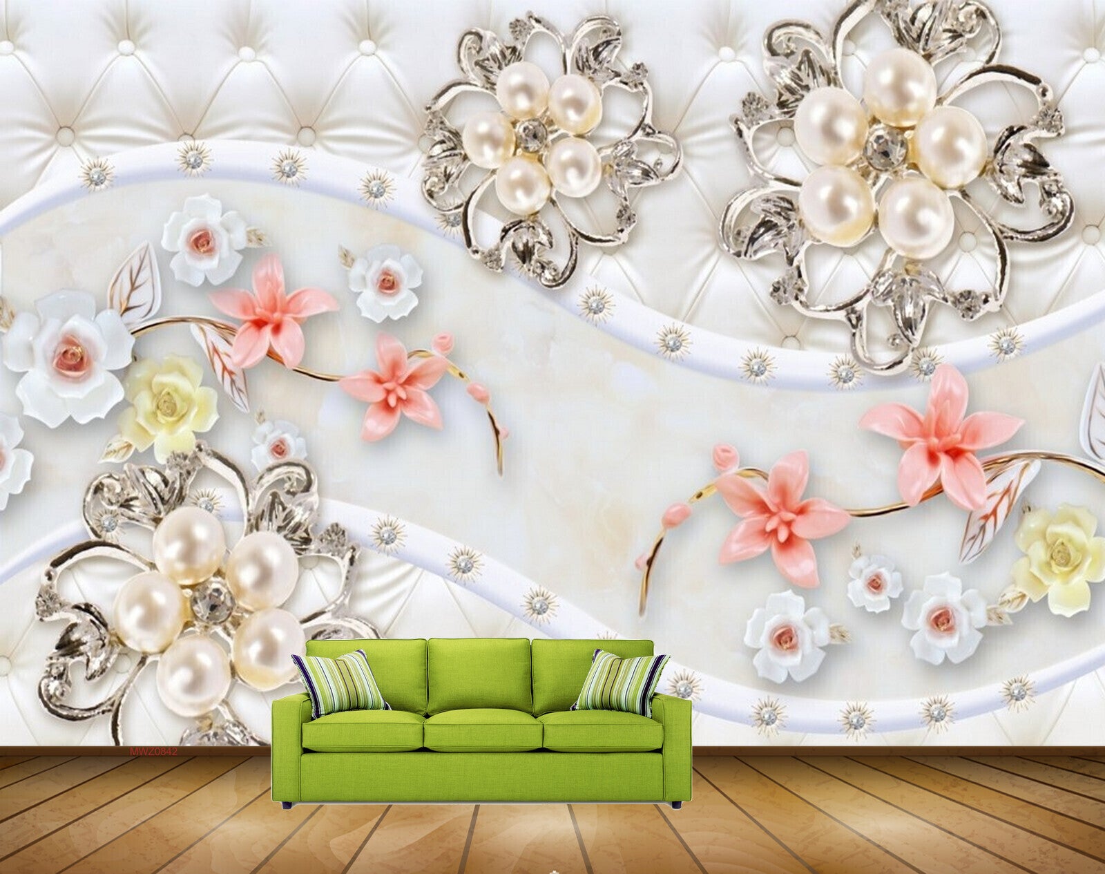 Avikalp MWZ0842 White Yellow Peach Flowers Leaves 3D HD Wallpaper Avikalp MWZ0842 White Yellow Peach Flowers Leaves 3D HD Wallpaper