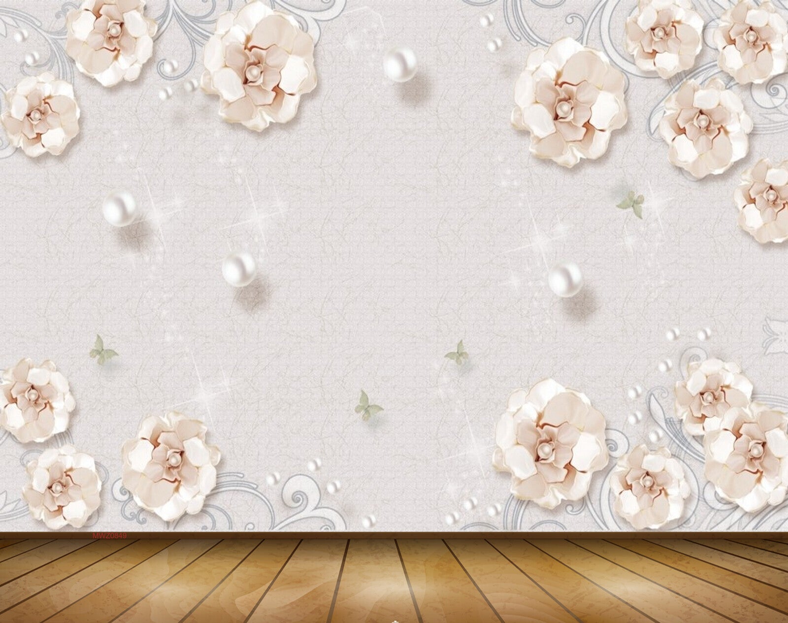 Avikalp MWZ0849 White Pink Flowers Butterflies 3D HD Wallpaper Avikalp MWZ0849 White Pink Flowers Butterflies 3D HD Wallpaper