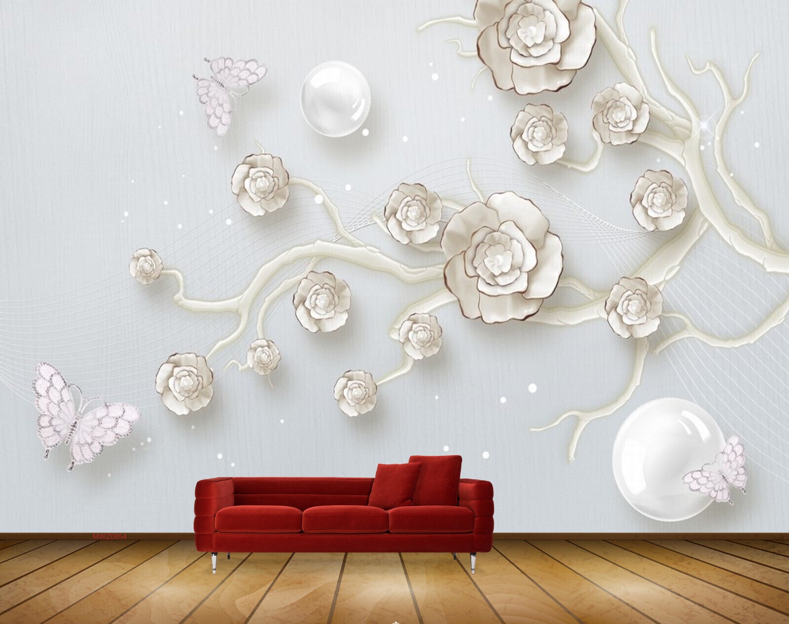 Avikalp MWZ0854 White Flowers Branches Butterflies 3D HD Wallpaper Avikalp MWZ0854 White Flowers Branches Butterflies 3D HD Wallpaper