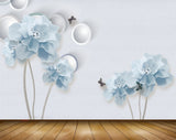 Avikalp MWZ0855 White Blue Flowers Butterflies 3D HD Wallpaper Avikalp MWZ0855 White Blue Flowers Butterflies 3D HD Wallpaper