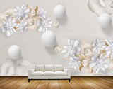 Avikalp MWZ0856 White Gold Flowers Leaves 3D HD Wallpaper Avikalp MWZ0856 White Gold Flowers Leaves 3D HD Wallpaper