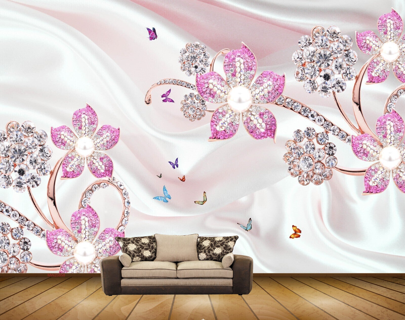 Avikalp MWZ0858 Pink Flowers Butterflies Leaves 3D HD Wallpaper Avikalp MWZ0858 Pink Flowers Butterflies Leaves 3D HD Wallpaper
