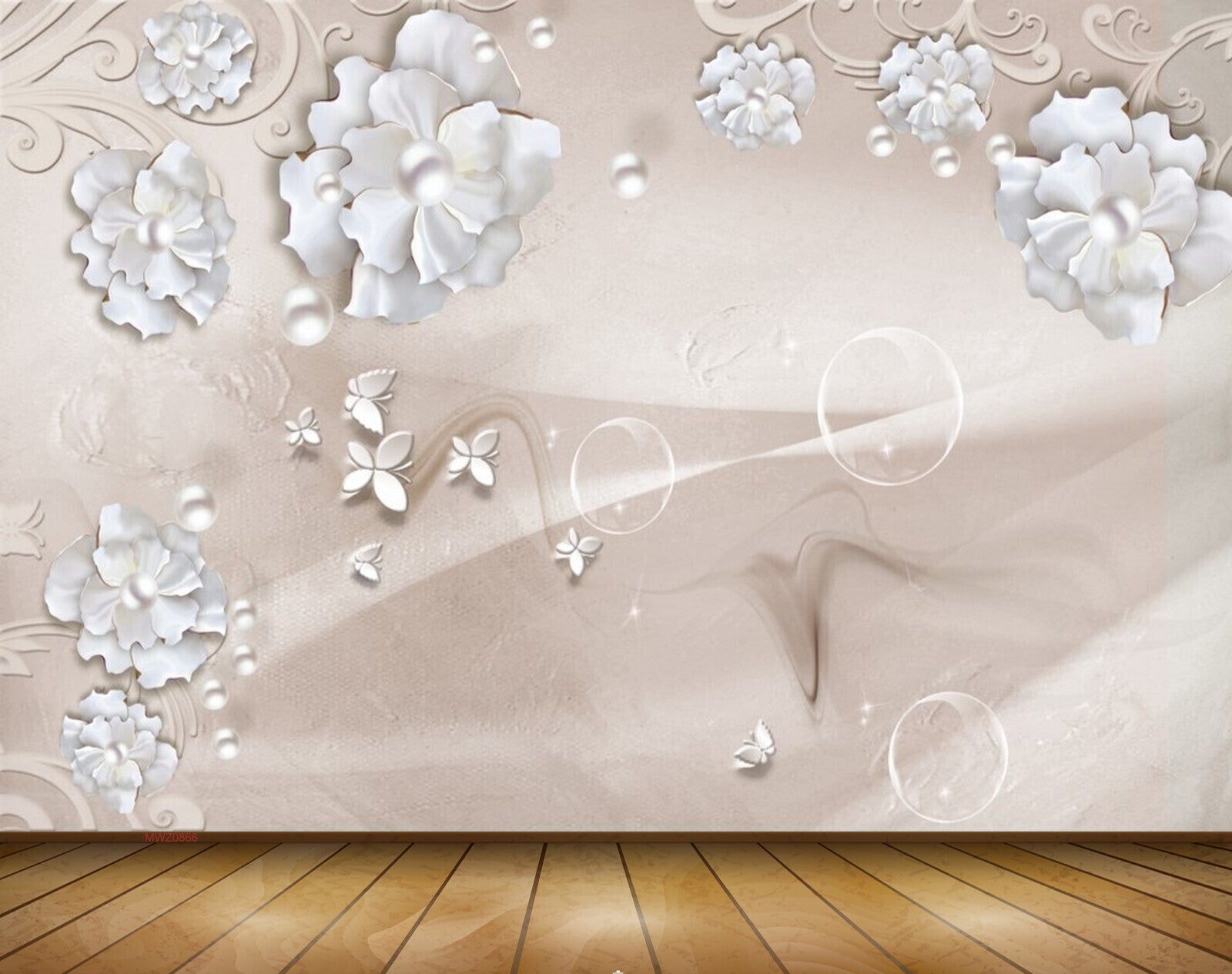 Avikalp MWZ0866 White Flowers Butterflies 3D HD Wallpaper Avikalp MWZ0866 White Flowers Butterflies 3D HD Wallpaper