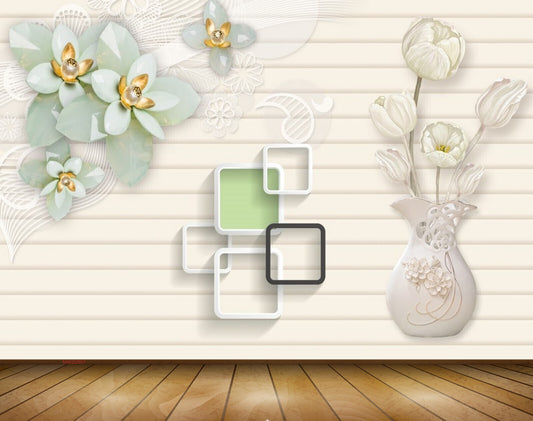 Avikalp MWZ0867 White Yellow Flowers 3D HD Wallpaper