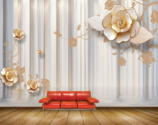 Avikalp MWZ0868 White Pink Flowers Leaves Branches HD Wallpaper