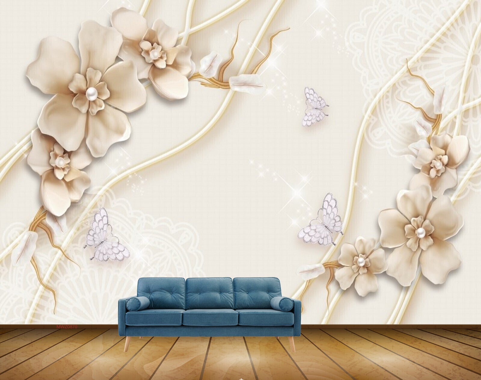 Avikalp MWZ0870 White Pink Flowers Butterflies HD Wallpaper Avikalp MWZ0870 White Pink Flowers Butterflies HD Wallpaper