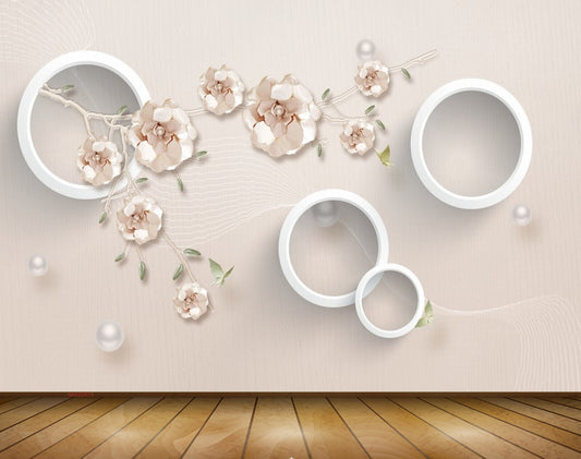 Avikalp MWZ0875 White Peach Flowers Branches 3D HD Wallpaper