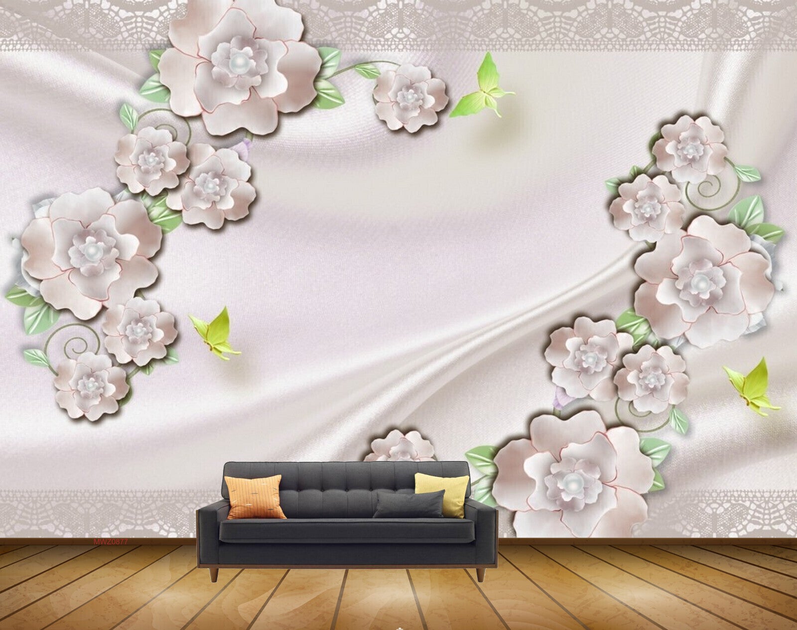 Avikalp MWZ0877 White Pink Flowers Butterflies HD Wallpaper Avikalp MWZ0877 White Pink Flowers Butterflies HD Wallpaper