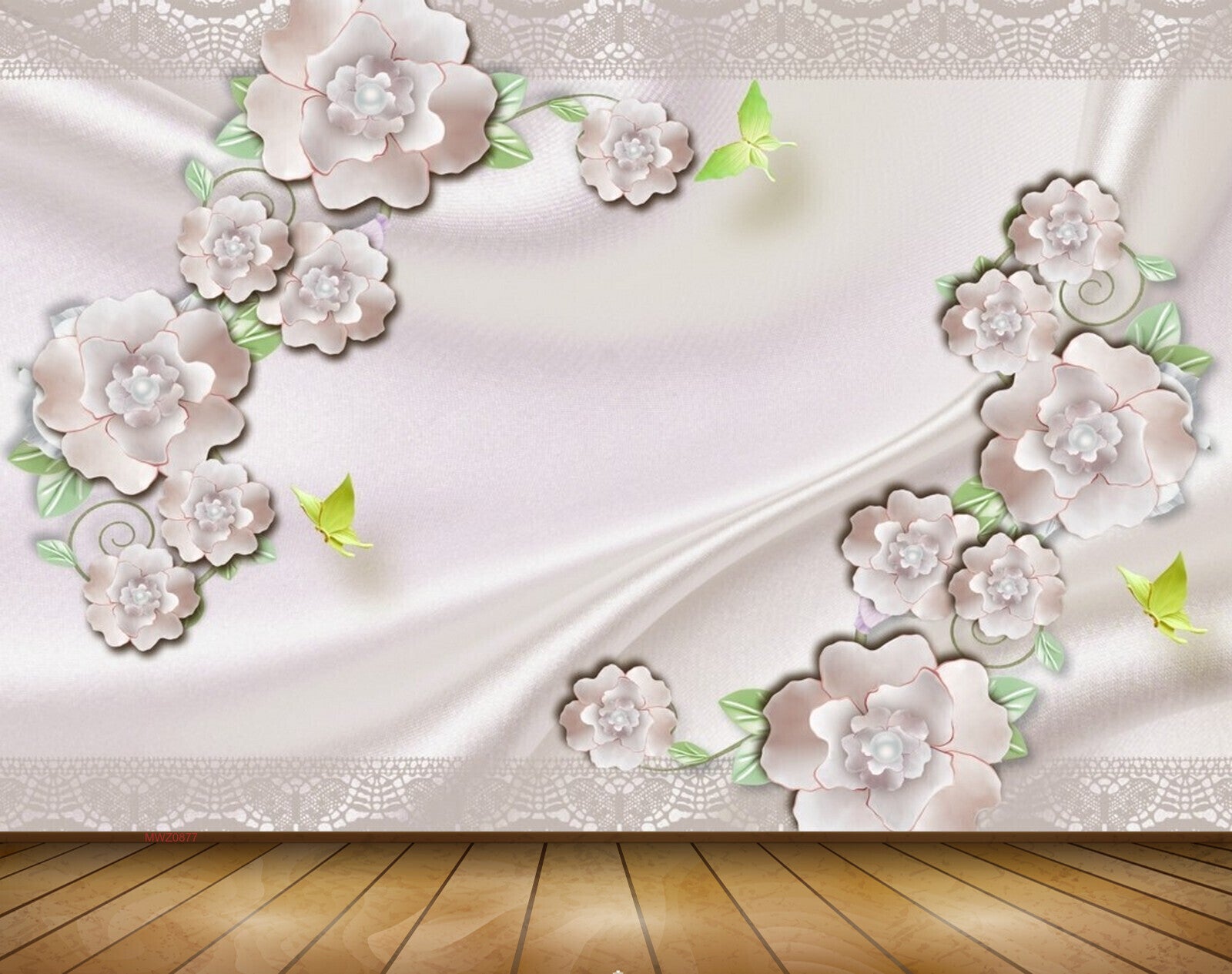 Avikalp MWZ0877 White Pink Flowers Butterflies 3D HD Wallpaper Avikalp MWZ0877 White Pink Flowers Butterflies 3D HD Wallpaper