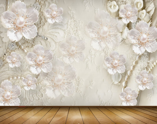 Avikalp MWZ0878 White Flowers 3D HD Wallpaper