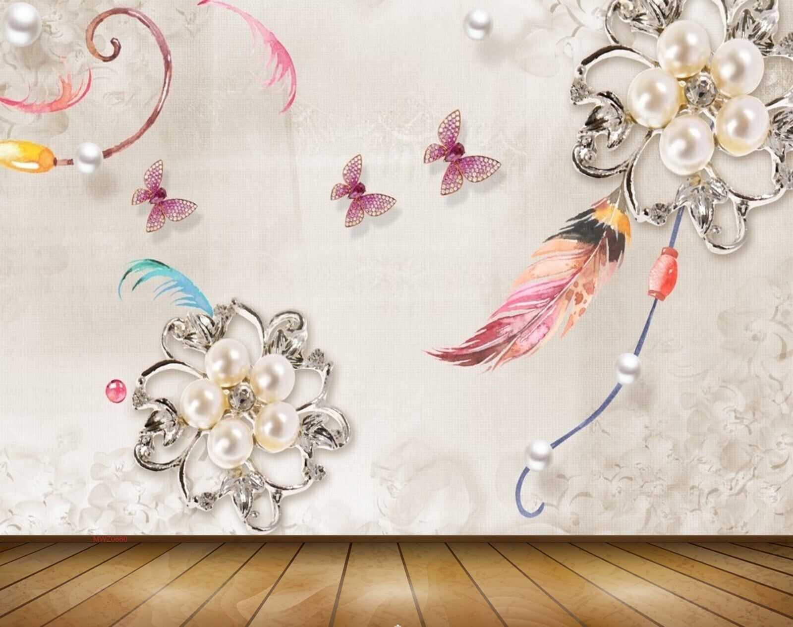 Avikalp MWZ0880 White Flowers Butterflies Leaves 3D HD Wallpaper Avikalp MWZ0880 White Flowers Butterflies Leaves 3D HD Wallpaper