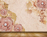 Avikalp MWZ0882 Pink Gold Flowers Leaves 3D HD Wallpaper Avikalp MWZ0882 Pink Gold Flowers Leaves 3D HD Wallpaper