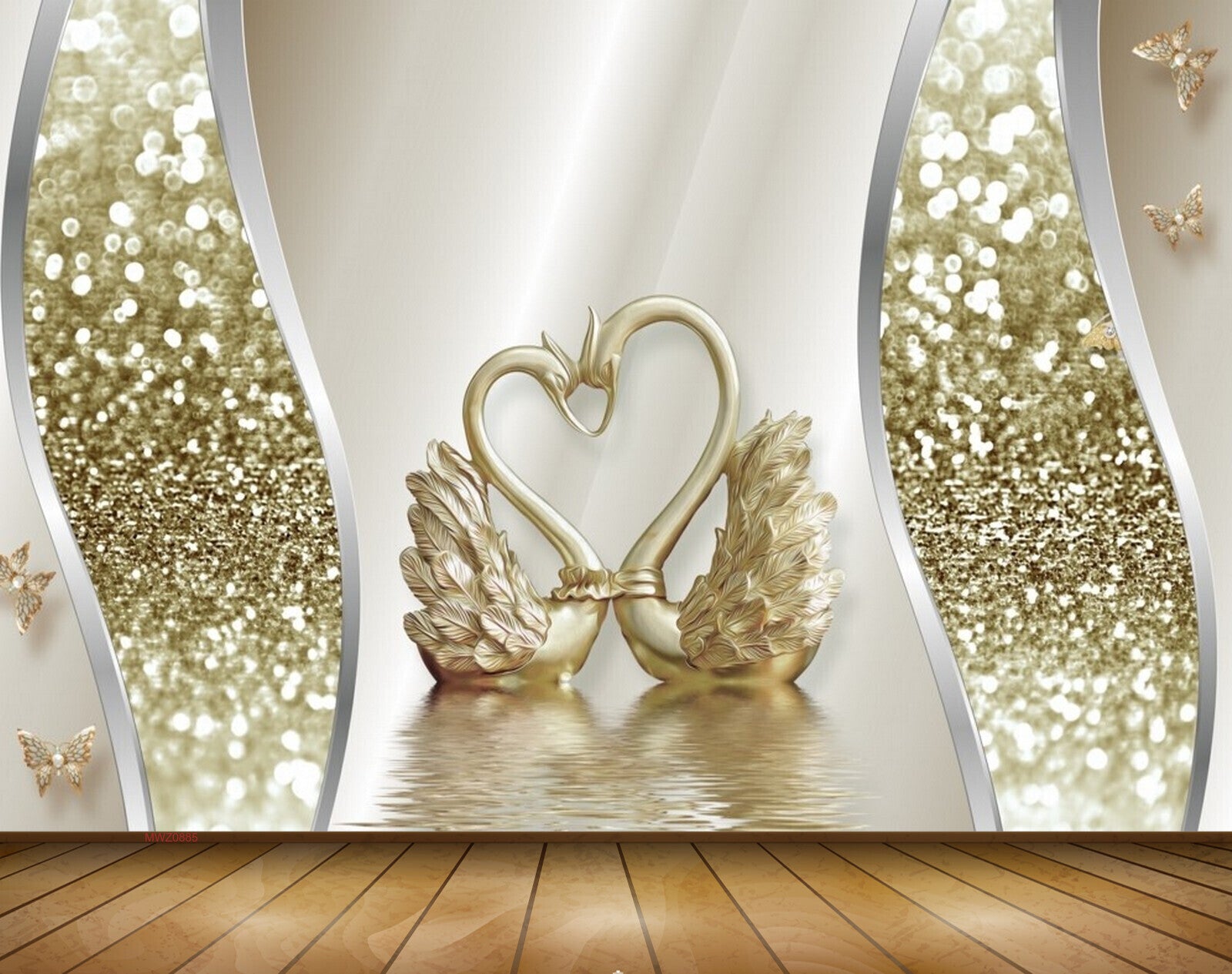 Avikalp MWZ0885 Golden Cranes Butterflies 3D HD Wallpaper Avikalp MWZ0885 Golden Cranes Butterflies 3D HD Wallpaper