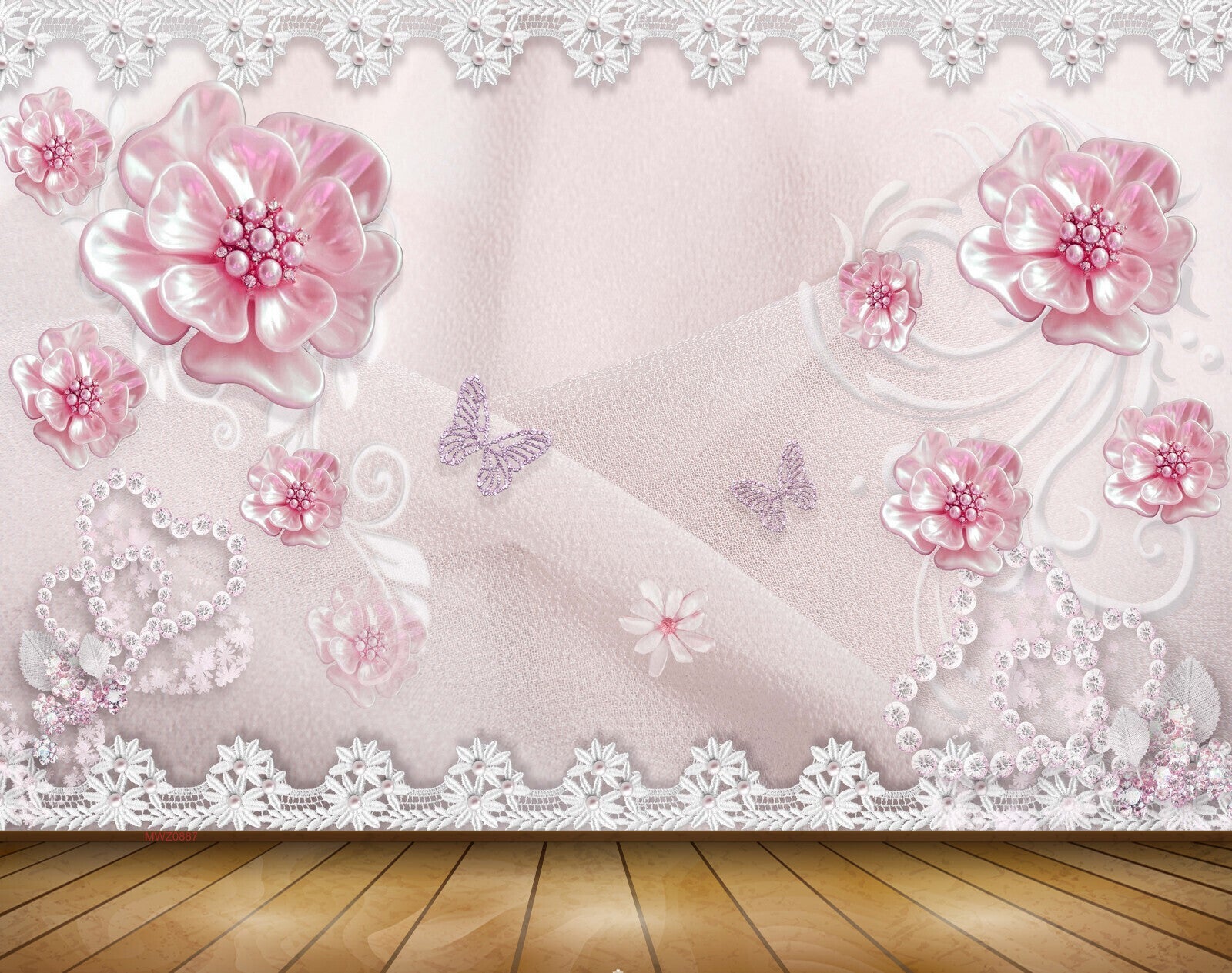 Avikalp MWZ0887 Pink White Flowers Butterflies 3D HD Wallpaper Avikalp MWZ0887 Pink White Flowers Butterflies 3D HD Wallpaper