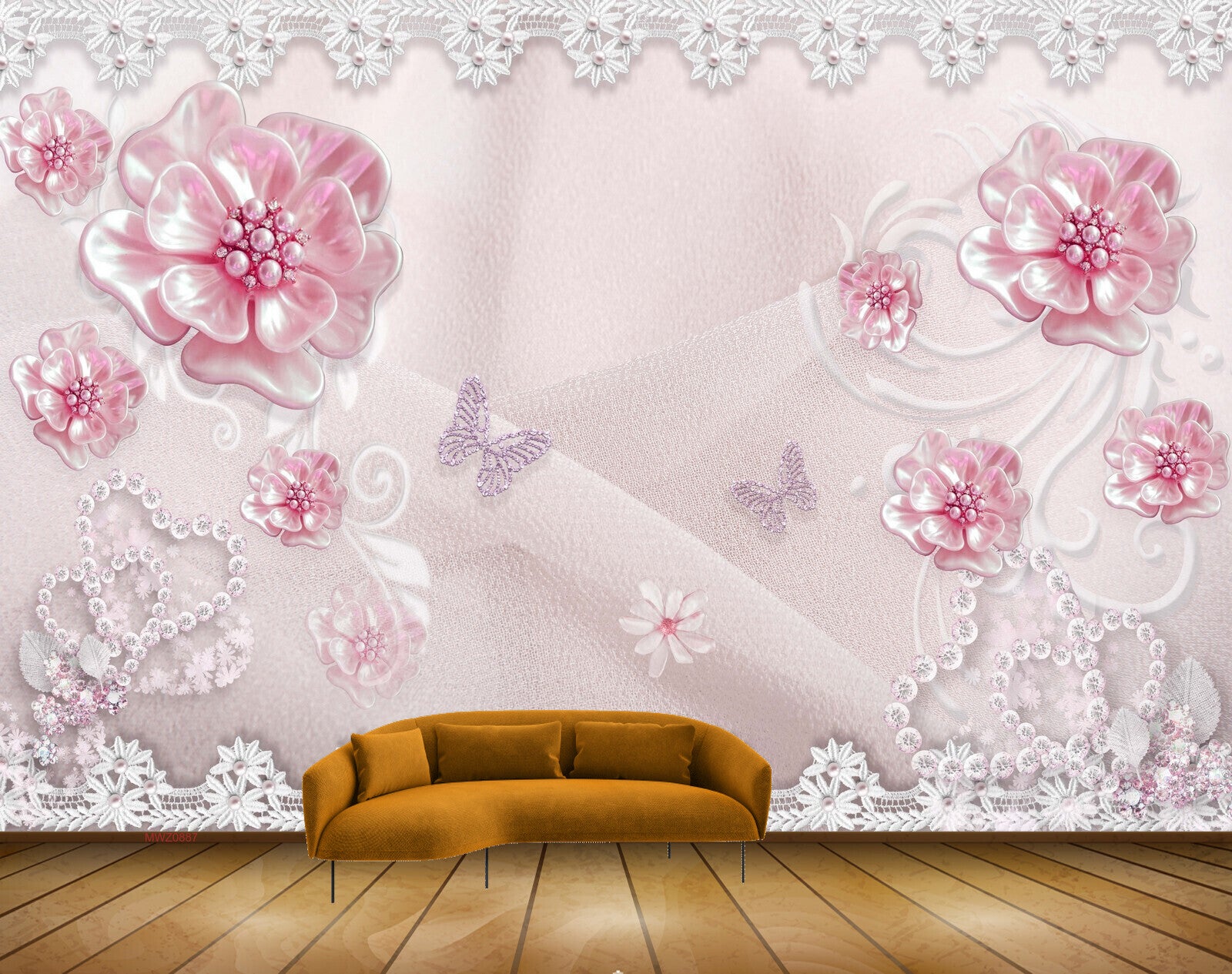 Avikalp MWZ0887 Pink White Flowers Butterflies 3D HD Wallpaper Avikalp MWZ0887 Pink White Flowers Butterflies 3D HD Wallpaper