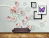 Avikalp MWZ0890 Pink Flowers Butterflies HD Wallpaper Avikalp MWZ0890 Pink Flowers Butterflies HD Wallpaper