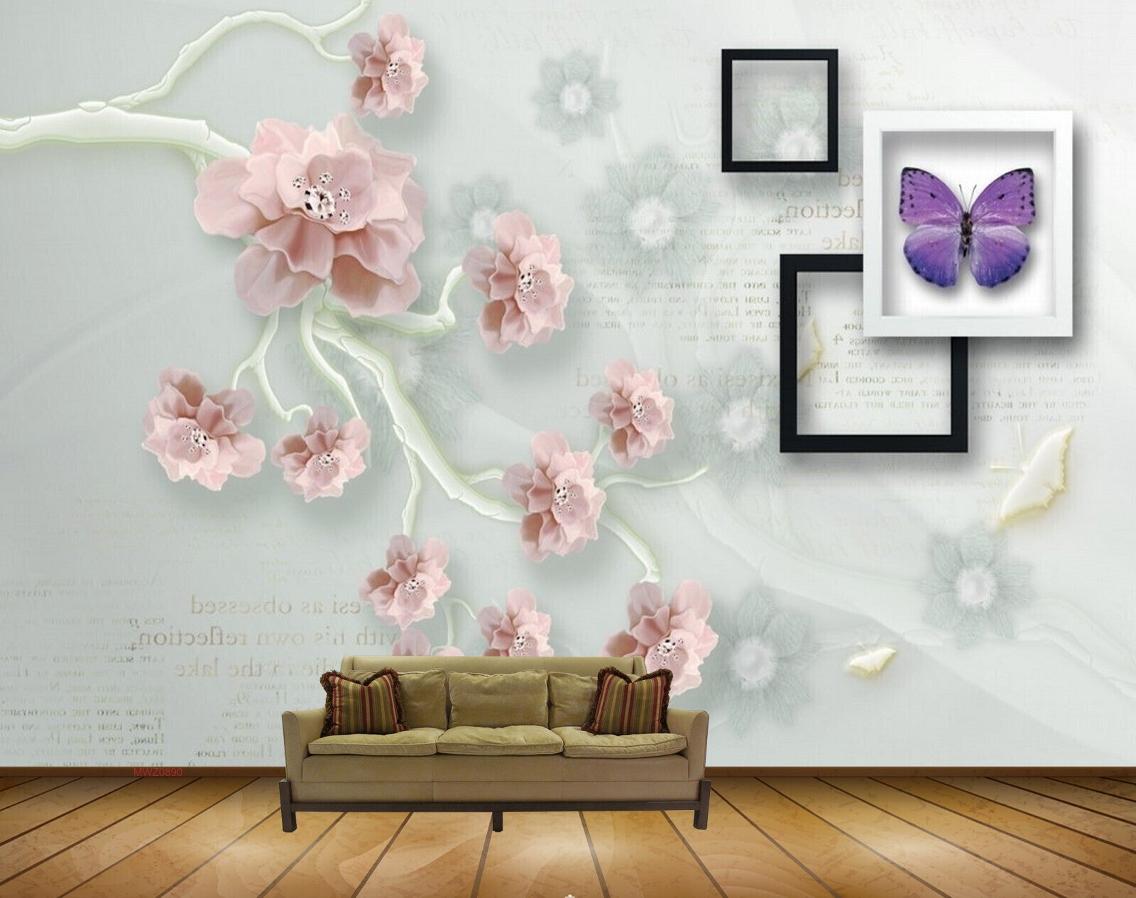 Avikalp MWZ0890 Pink Flowers Butterflies 3D HD Wallpaper Avikalp MWZ0890 Pink Flowers Butterflies 3D HD Wallpaper